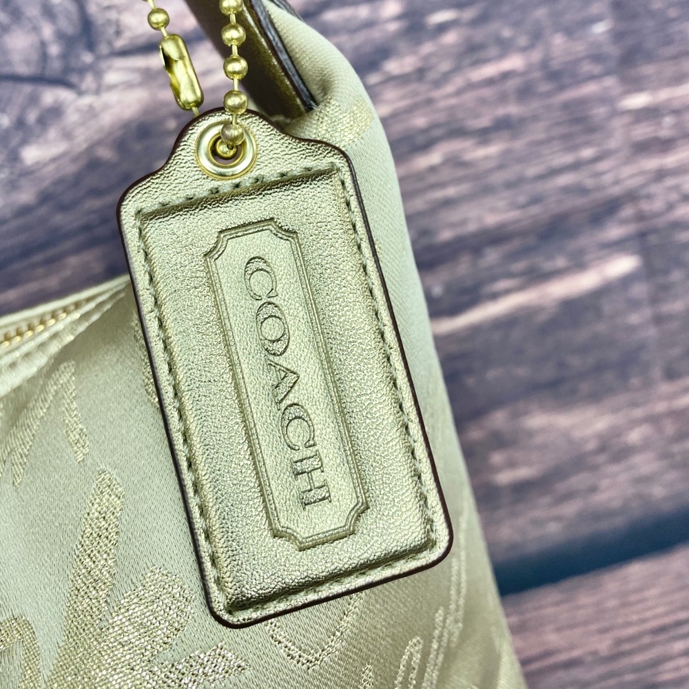 Coach Gold Poppy Script Shoulder Bag Hobo F17472 - Picture 2 of 7